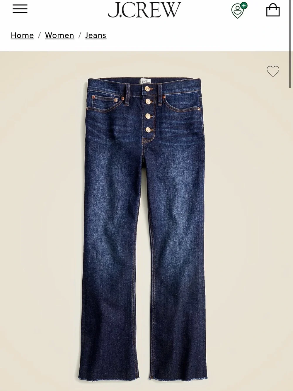 J. Crew Women's Dark Indigo Button-Fly Flare Jeans